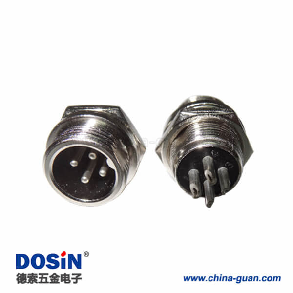 77 精加工镀金航空插头GX12-4芯公头插座板端安装连接器10个