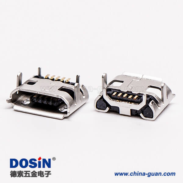 micro usb 5p b型SMT B型母座牛角型连接器 7.20-5.50 micro usb 5p b型SMT B型母座牛角型连接器 7.20-5.50