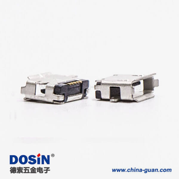 usb micro接口5pin母座直式全贴板SMT usb micro接口5pin母座直式全贴板SMT