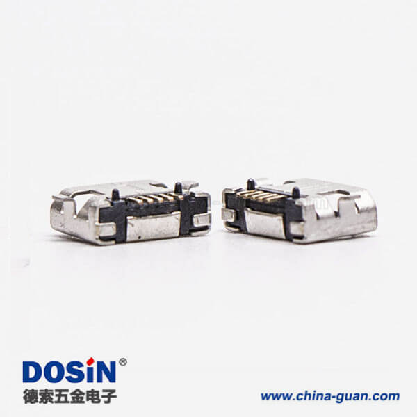 micro usb手机充电接口SMT全贴5针加宽型连接器