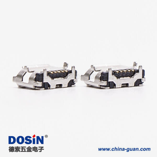 micro USB B型接口5p SMT B型直式牛角型连接器6.40-4.85