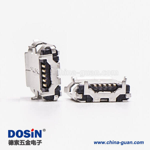 micro USB B型接口5p SMT B型直式牛角型连接器6.40-4.85