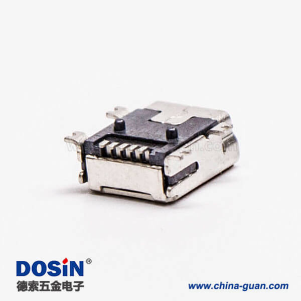 micro usb b型mini母头B型5针90°SMT贴板式接头 micro usb b型mini母头B型5针90°SMT贴板式接头