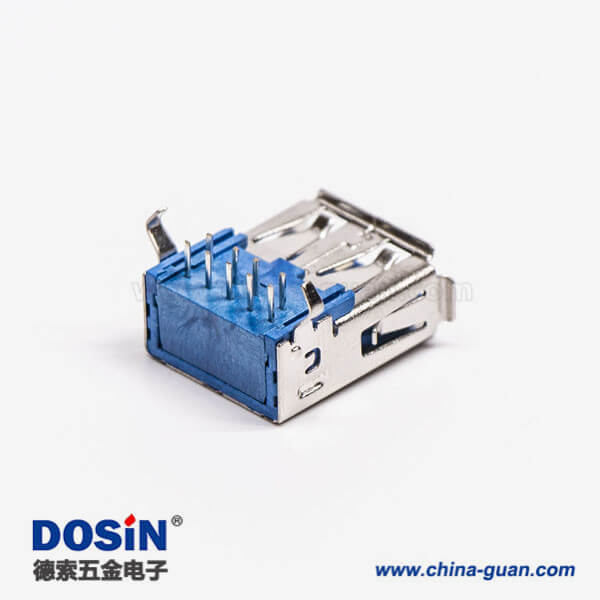 usb3.0a型母头弯式蓝色胶芯弯脚DIP插板 usb3.0a型母头弯式蓝色胶芯弯脚DIP插板