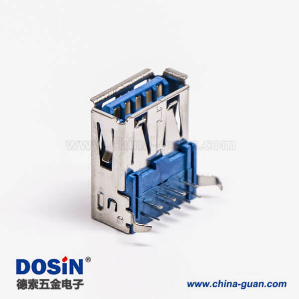 usb3.0a型母头弯式蓝色胶芯弯脚DIP插板 usb3.0a型母头弯式蓝色胶芯弯脚DIP插板