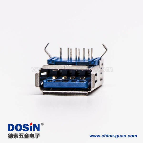 usb3.0a型母头弯式蓝色胶芯弯脚DIP插板 usb3.0a型母头弯式蓝色胶芯弯脚DIP插板