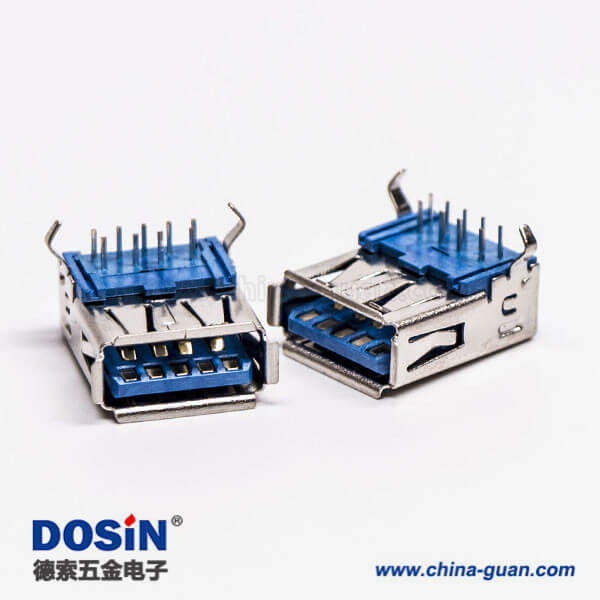 usb3.0a型母头弯式蓝色胶芯弯脚DIP插板 usb3.0a型母头弯式蓝色胶芯弯脚DIP插板