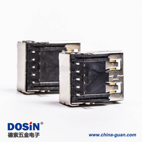 usb3.0母座接口type a弯式塑胶加长型插板带鱼叉脚