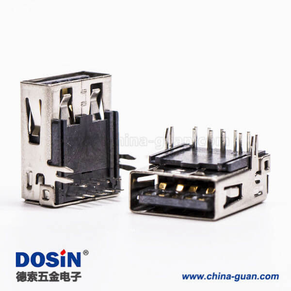 usb3.0母座接口type a弯式塑胶加长型插板带鱼叉脚