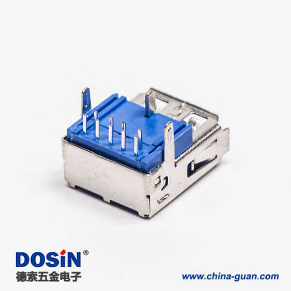 usb3.0 接口type a母座90度插pcb板三脚定位 usb3.0 接口type a母座90度插pcb板三脚定位