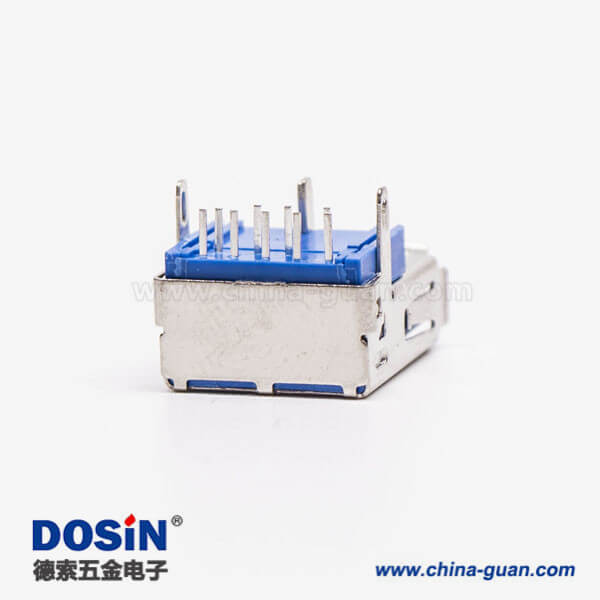 usb3.0 接口type a母座90度插pcb板三脚定位 usb3.0 接口type a母座90度插pcb板三脚定位