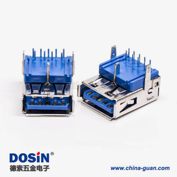 usb3.0 接口type a母座90度插pcb板三脚定位 usb3.0 接口type a母座90度插pcb板三脚定位