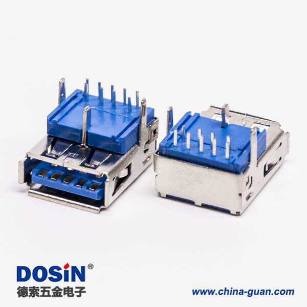 usb3.0 接口type a母座90度插pcb板三脚定位 usb3.0 接口type a母座90度插pcb板三脚定位