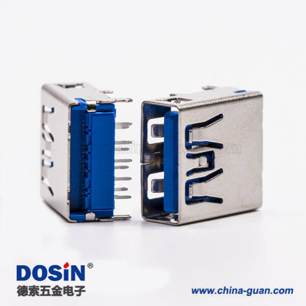usb3.0蓝色接口type a母座弯头穿孔插板带鱼叉脚 usb3.0蓝色接口type a母座弯头穿孔插板带鱼叉脚