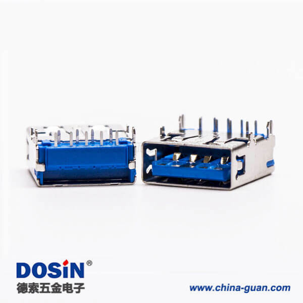 usb3.0蓝色接口type a母座弯头穿孔插板带鱼叉脚 usb3.0蓝色接口type a母座弯头穿孔插板带鱼叉脚
