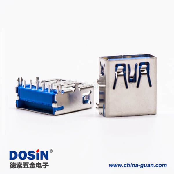 usb3.0蓝色接口type a母座弯头穿孔插板带鱼叉脚 usb3.0蓝色接口type a母座弯头穿孔插板带鱼叉脚