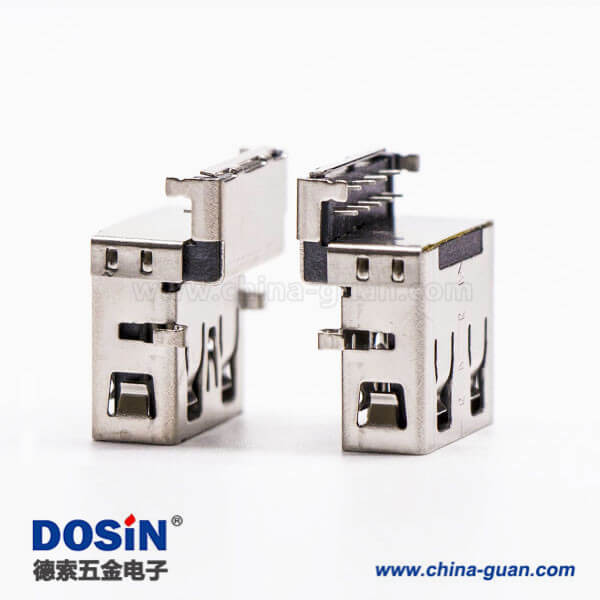 usb3.0母头沉板弯式加高两脚插板接PCB板