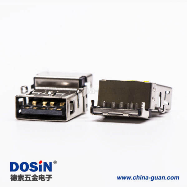 usb3.0母头沉板弯式加高两脚插板接PCB板