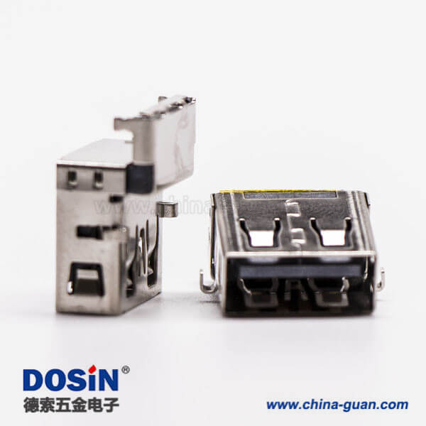 usb3.0母头沉板弯式加高两脚插板接PCB板