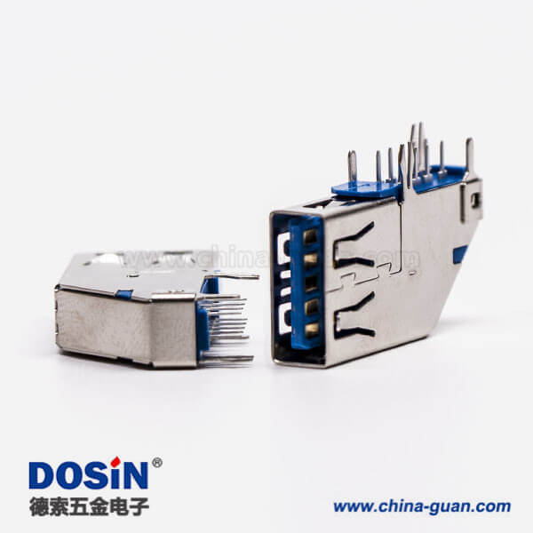 usb3.0母座侧插type a弯式母座插孔接PCB板