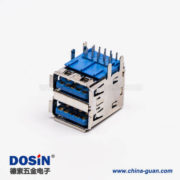 usb3.0双排母座type a弯头蓝色胶芯插板 usb3.0双排母座type a弯头蓝色胶芯插板