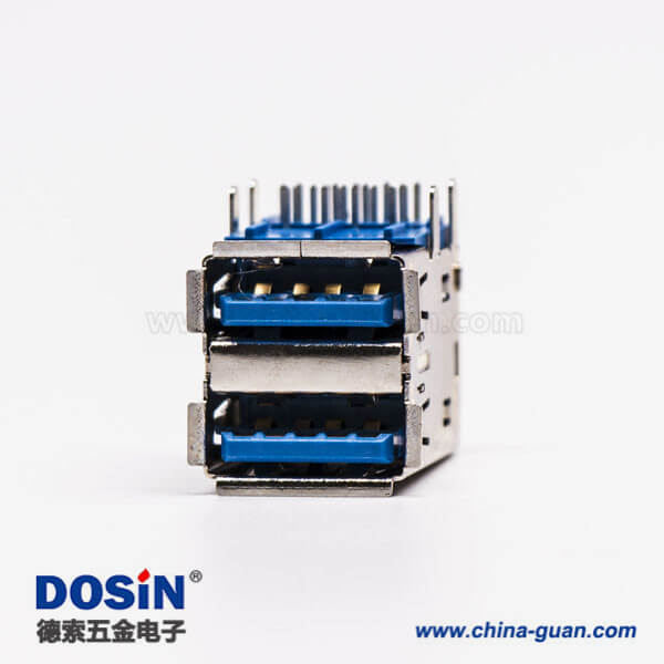 usb3.0双排母座type a弯头蓝色胶芯插板