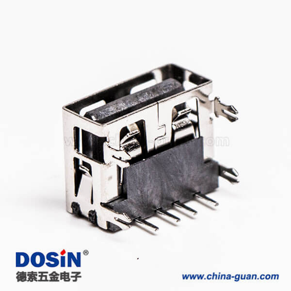 2.0usb弯母座封装黑色胶芯带鱼叉脚插板 2.0usb弯母座封装黑色胶芯带鱼叉脚插板