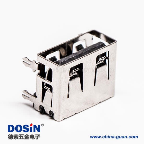 2.0usb弯母座封装黑色胶芯带鱼叉脚插板 2.0usb弯母座封装黑色胶芯带鱼叉脚插板