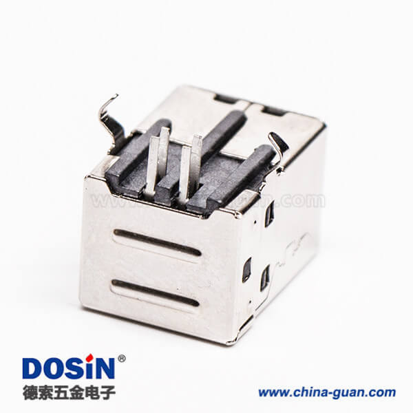 usb type b母座封装弯式DIP插PCB板 usb type b母座封装弯式DIP插PCB板