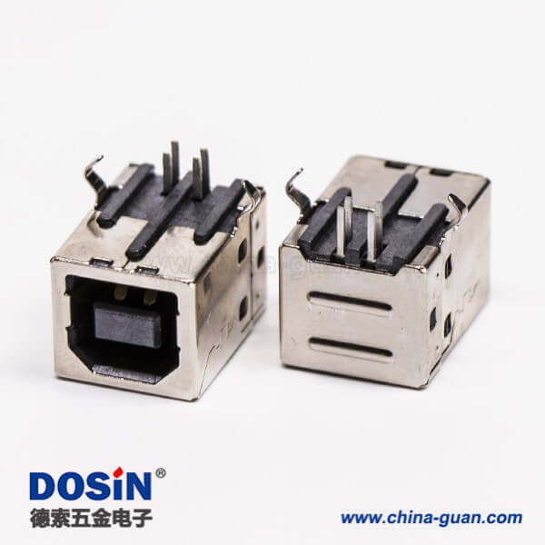 usb type b母座封装弯式DIP插PCB板 usb type b母座封装弯式DIP插PCB板