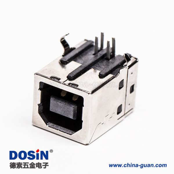 usb type b母座封装弯式DIP插PCB板 usb type b母座封装弯式DIP插PCB板