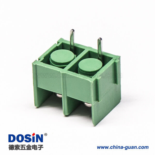 栅栏式端子2芯绿色连接器插PCB板 栅栏式端子2芯绿色连接器插PCB板