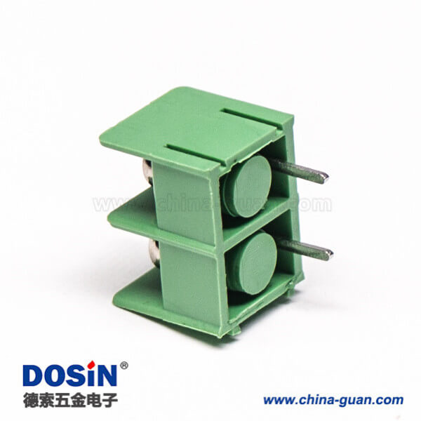 栅栏式端子2芯绿色连接器插PCB板 栅栏式端子2芯绿色连接器插PCB板