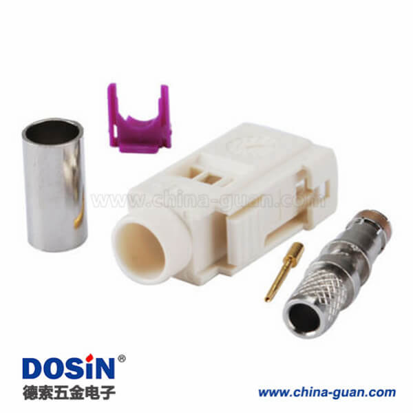 Fakra连接器母头B型压接焊接接线RG58 LMR-195 RG400 RG142连接器