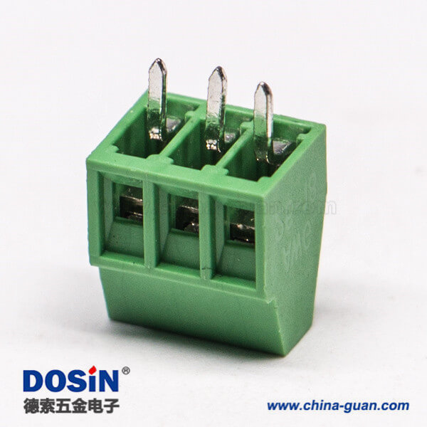 绿色端子螺钉式直式3芯穿孔式接PCB板 绿色端子螺钉式直式3芯穿孔式接PCB板