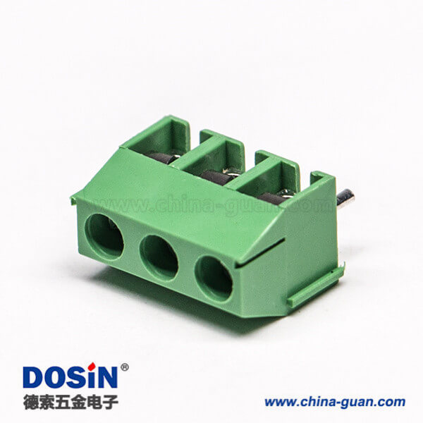绿色端子座螺钉式3芯穿孔式插PCB板 绿色端子座螺钉式3芯穿孔式插PCB板