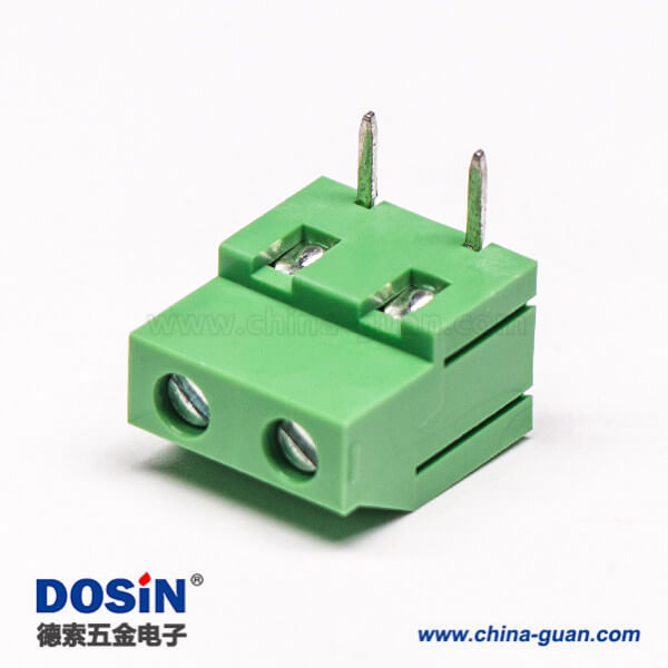 两芯绿色端子螺钉式弯式穿孔式接PCB板 两芯绿色端子螺钉式弯式穿孔式接PCB板