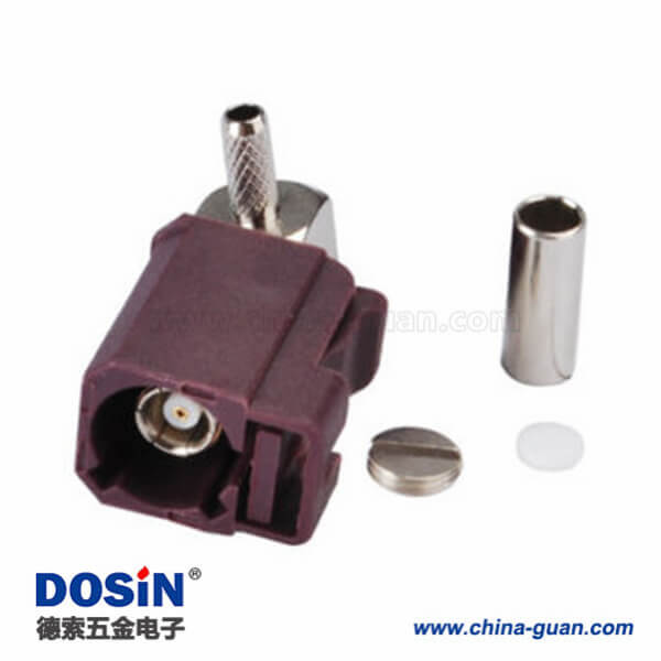 汽车 Fakra 连接器母头弯式压接接线RG174 RG316连接器