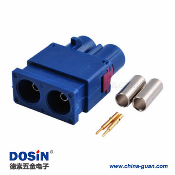 Fakra Z公接头双头蓝色焊接接线RG316 RG174汽车GPS天线用连接器