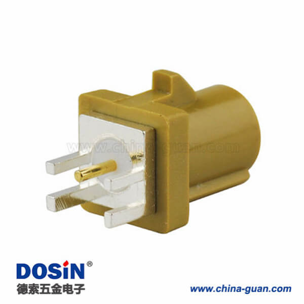 Fakra转接头K型公头卡板式PCB板安装咖喱色/1027收音机用连接器