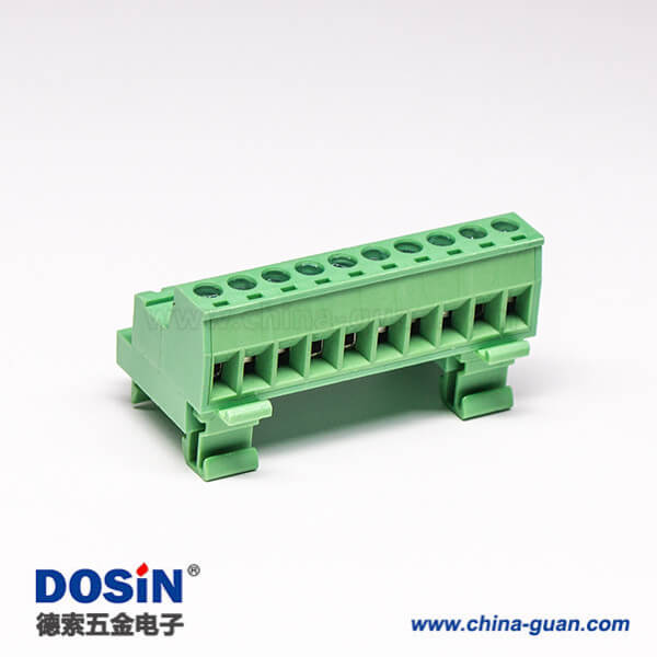 螺钉式接线端子排面板安装穿孔式10芯绿色端子座 螺钉式接线端子排面板安装穿孔式10芯绿色端子座