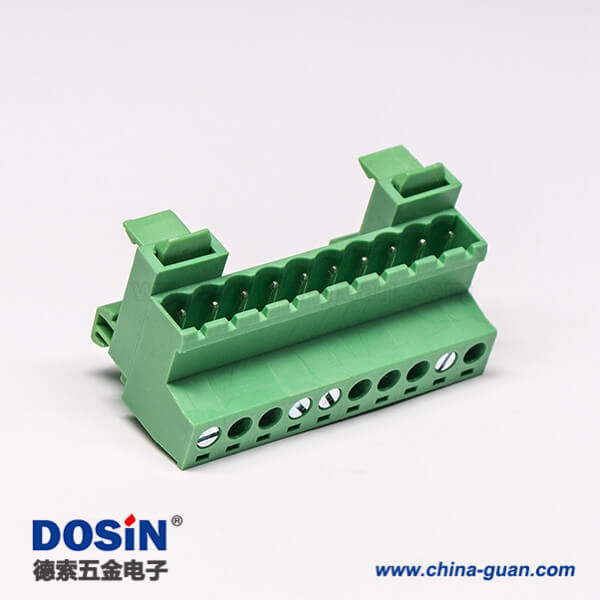 螺钉式接线端子排面板安装穿孔式10芯绿色端子座 螺钉式接线端子排面板安装穿孔式10芯绿色端子座
