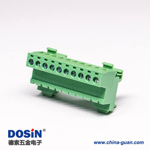 螺钉式接线端子排面板安装穿孔式10芯绿色端子座 螺钉式接线端子排面板安装穿孔式10芯绿色端子座