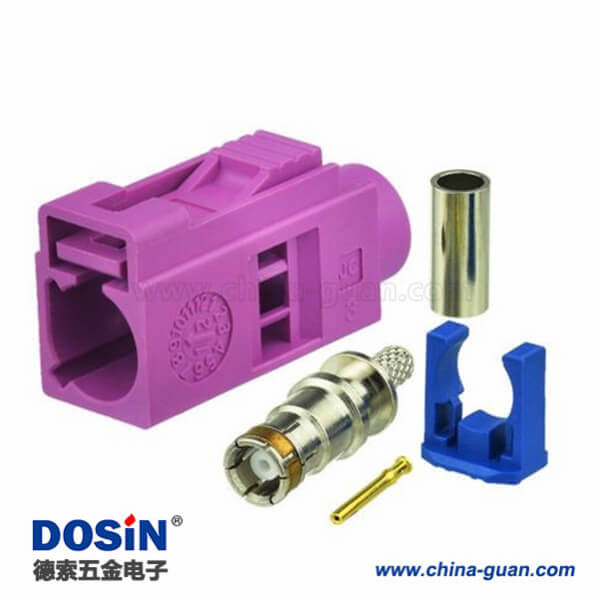 Fakra汽车连接器H型母头紫红色压接焊接接线RG316 RG174 Fakra汽车连接器H型母头紫红色压接焊接接线RG316 RG174