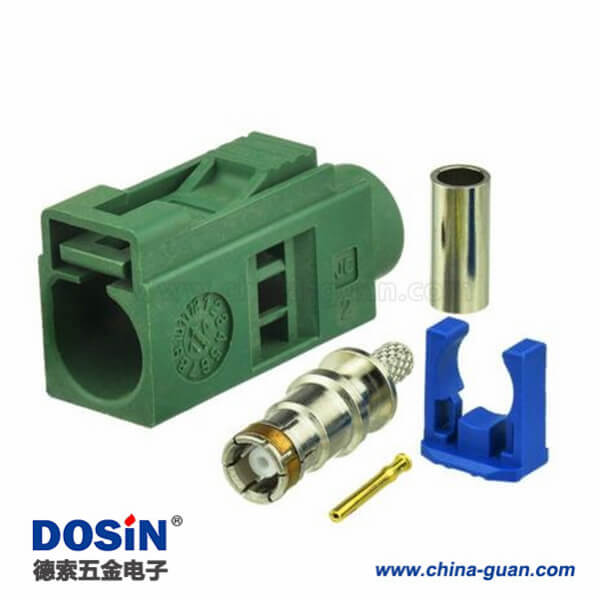 Fakra汽车连接器E型汽车电视母头绿色焊接接线RG316 RG174 Fakra汽车连接器E型汽车电视母头绿色焊接接线RG316 RG174