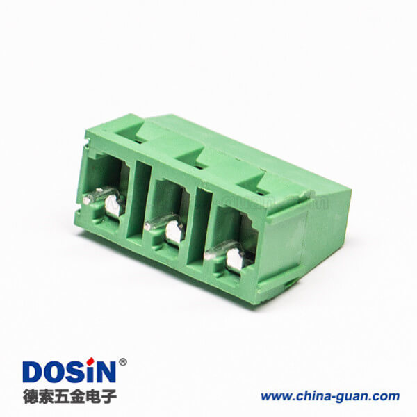 绿色的接线端子直式3芯穿孔式PCB板螺钉式连接器 绿色的接线端子直式3芯穿孔式PCB板螺钉式连接器
