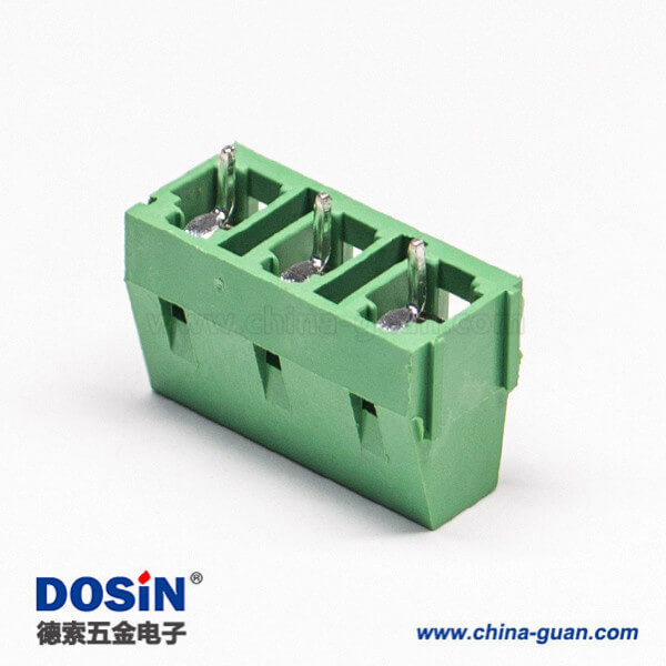 绿色的接线端子直式3芯穿孔式PCB板螺钉式连接器