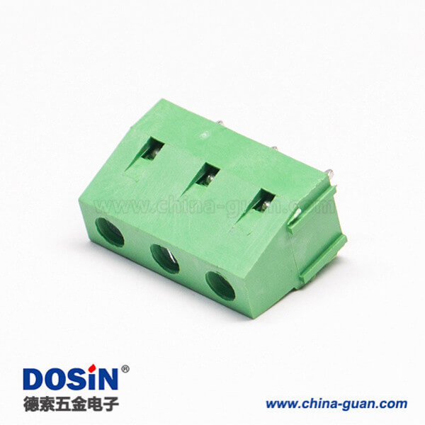 绿色的接线端子直式3芯穿孔式PCB板螺钉式连接器 绿色的接线端子直式3芯穿孔式PCB板螺钉式连接器