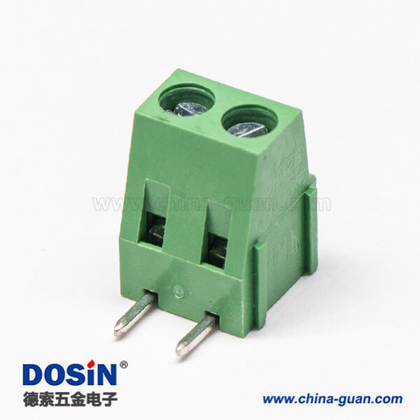 2芯接线端子绿色弯式插PCB板螺钉式端子接线