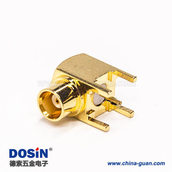 mcx同轴连接器90度弯式母头插板式接PCB板镀金 mcx同轴连接器90度弯式母头插板式接PCB板镀金